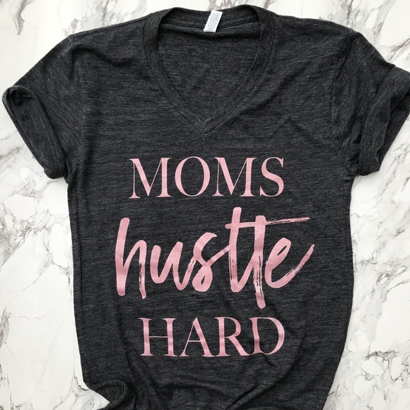 Moms Hustle Hard V-Neck T-Shirt - Picture 3 of 5